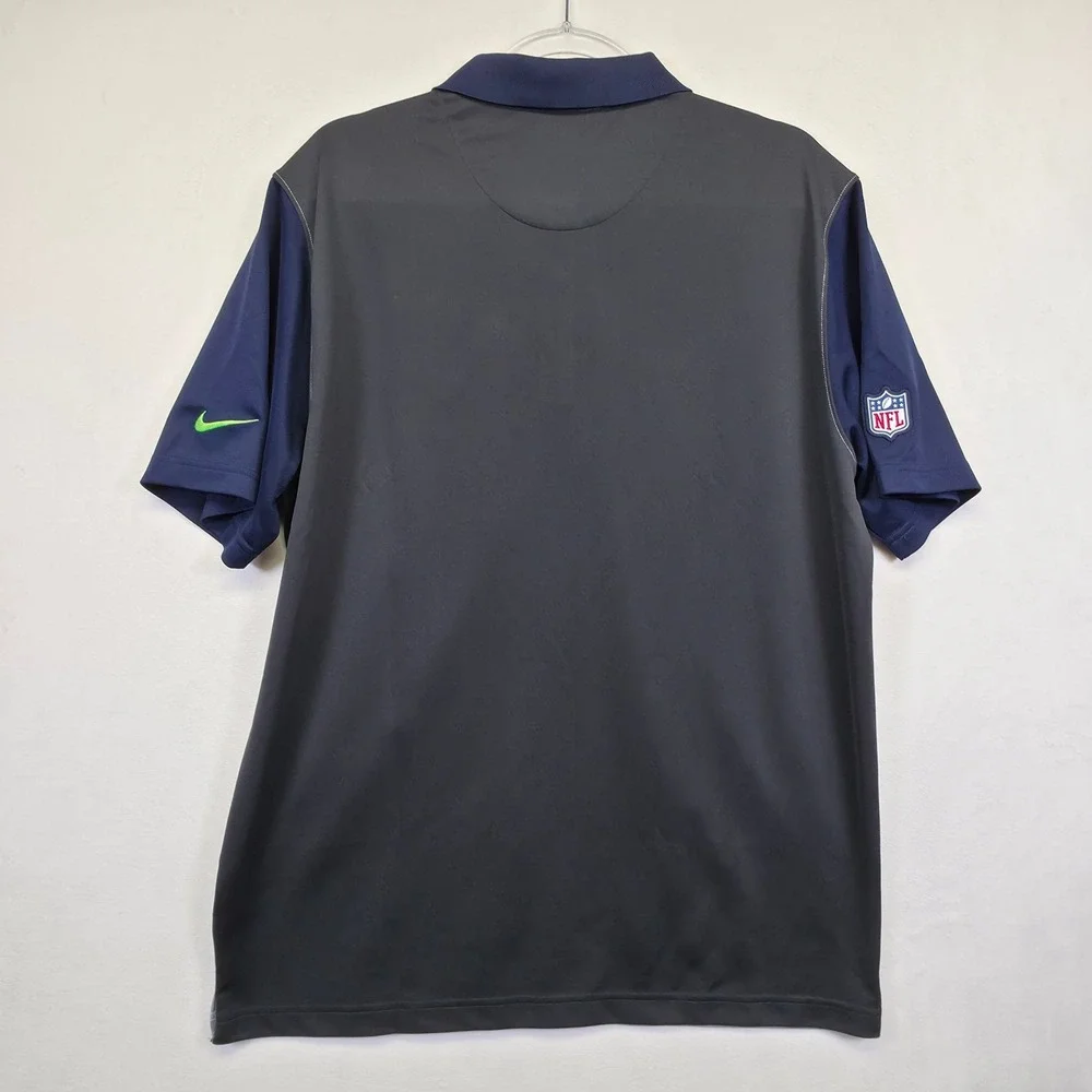 Seattle Seahawks Polo Shirt Men L Gray Black Nike On-field Football NFL Fan Gear